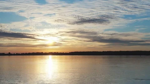 Sunrise at the river with some clouds 8 Stock Footage 130456646