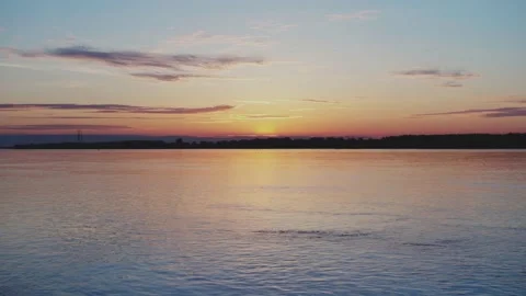 Before sunrise at the river with some clouds 9 Stock Footage 130456406