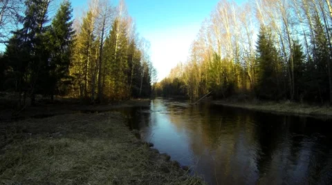 Sunrise on river timelapse Stock Footage 49536132