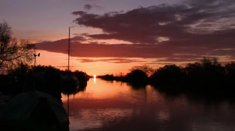 Sunrise on the river, tranquil scene, timelapse Stock Footage 22716697