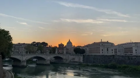 Sunrise on the Riverside in Rome Stock Footage 314822523
