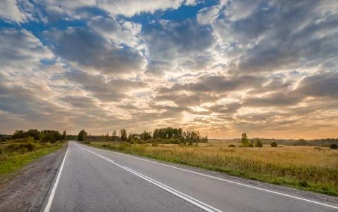 Sunrise at the road Stock Photos