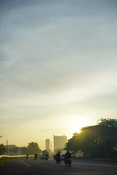 Sunrise On Road Stock-Fotos