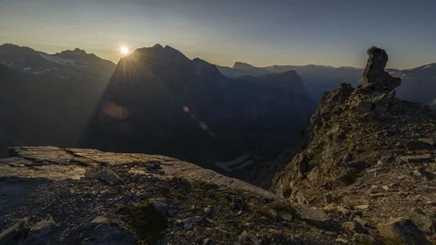 Sunrise at rock formation Mannen Stock Footage 122988440