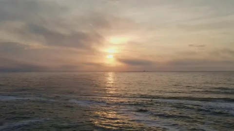 Sunrise at sea, aerial view of dawn over the ocean Stock Footage 150361853