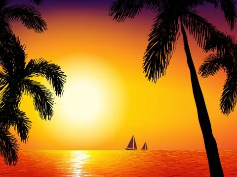 Sunrise on the sea Stock Illustration