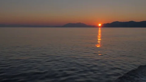 Sunrise at sea, Korcula, Dalmatia, Croatia, Europe Stock Footage
