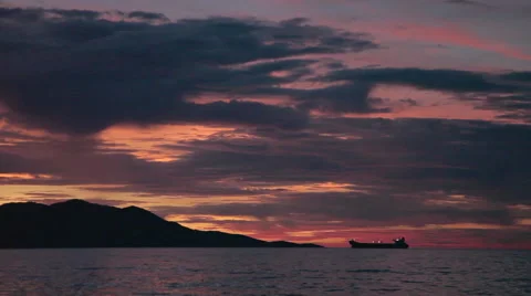 Sunrise at the sea with ship Stock Footage 51229226