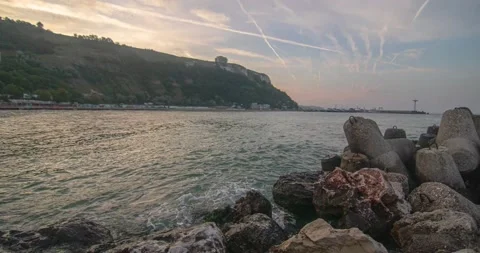 Sunrise at sea shore Stock Footage 185500408