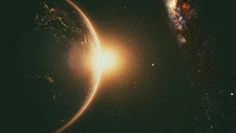 Sunrise seen from space Stock Illustration