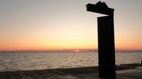Sunrise seen through the Domus Solis in Odessa Stock Footage 116964533
