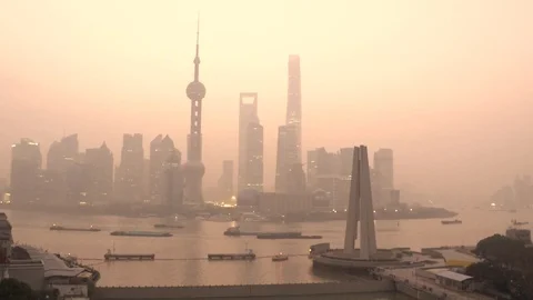 Sunrise in Shanghai Stock Footage 124339198