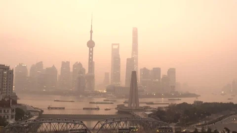 Sunrise in Shanghai Stock Footage 124339267