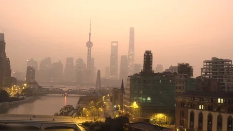 Sunrise in Shanghai Stock Footage 124339307