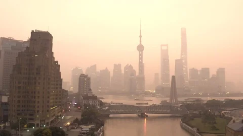 Sunrise in Shanghai Stock Footage 124339314