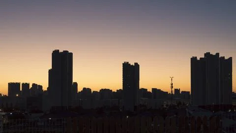 Sunrise Silhouette Dawn in the City Stock Photos