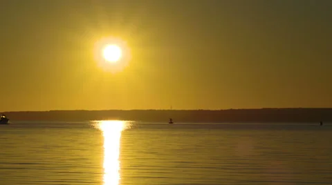 Sunrise skiff Stock Footage 34458705