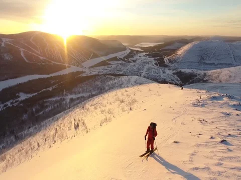 Sunrise Skiing Video stock 75248737