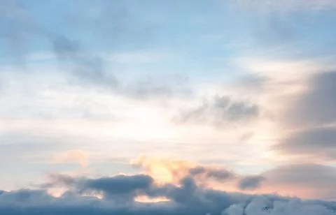 Sunrise Sky with Clouds. Sunset Sky for Background. Light Gradient Color Stockfoto's