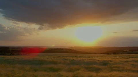 Sunrise sky clouds Time lapse over a wheat agriculture field, HDR RAW shots 4K 스톡 동영상 50862121