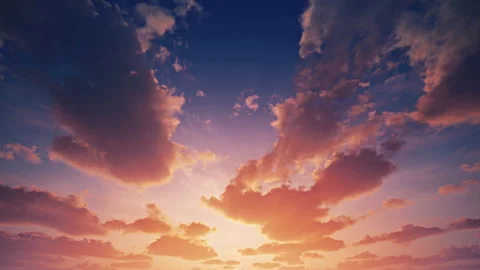 Sunrise Sky with Fast Moving Clouds Timelapse and Glowing Morning Light Stock Footage 336716452