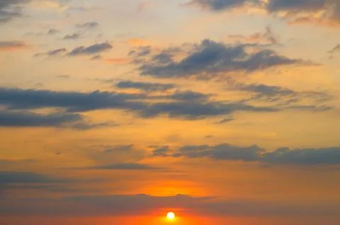 Sunrise sky with lighted clouds. Stock-Fotos
