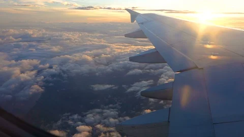 Sunrise sky view from an airplane window Stock Footage 87322285
