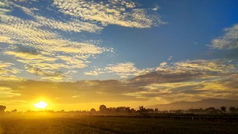 Sunrise in a small Village in Central Java Indonesia Foto stock