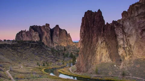 Sunrise at Smith Rocks, Central Oregon Stock Footage 42564226