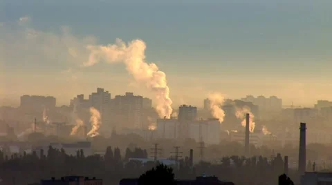 Sunrise Smog Stock Footage 7728096
