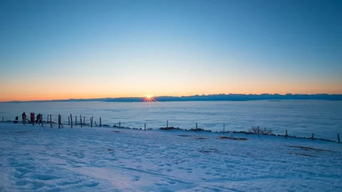 Sunrise snow land view Video stock 273698666