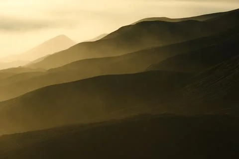 Sunrise with soft mist over Mount Bromo Indonesia 스톡 사진