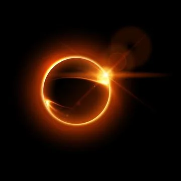 Sunrise, solar or moon eclipse with spark and halo effects, vector golden Stock Illustration
