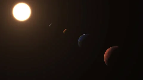 Sunrise solar system planet in dark space Stock Footage 333384032