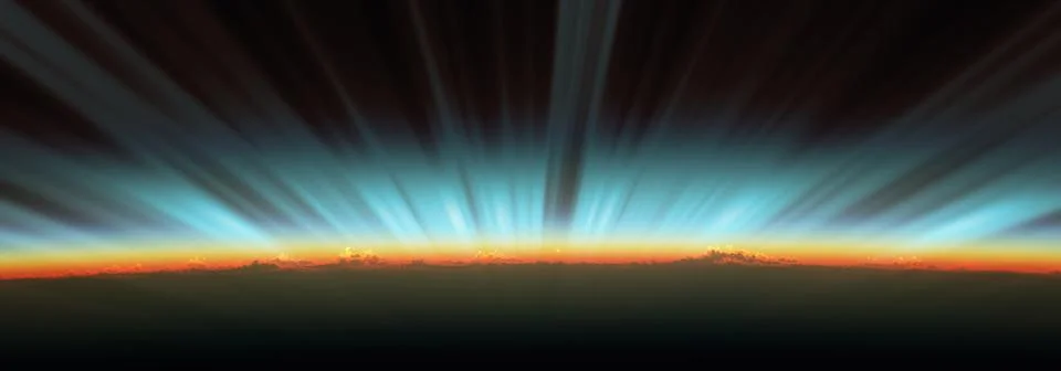 Sunrise from space aurora, 3d rendering Stock Illustration