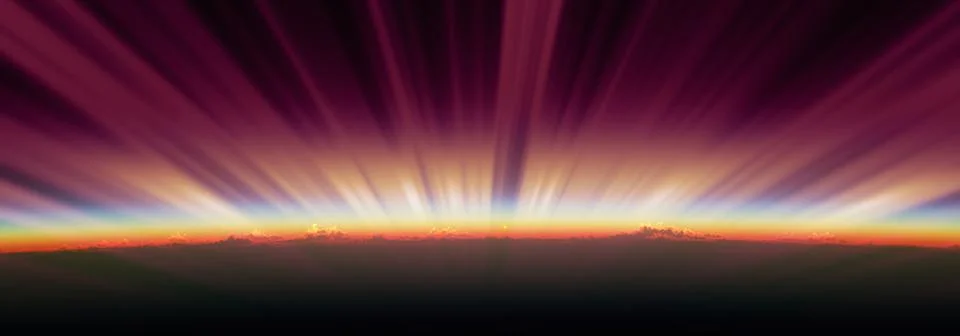 Sunrise from space aurora, 3d rendering Stock Illustration