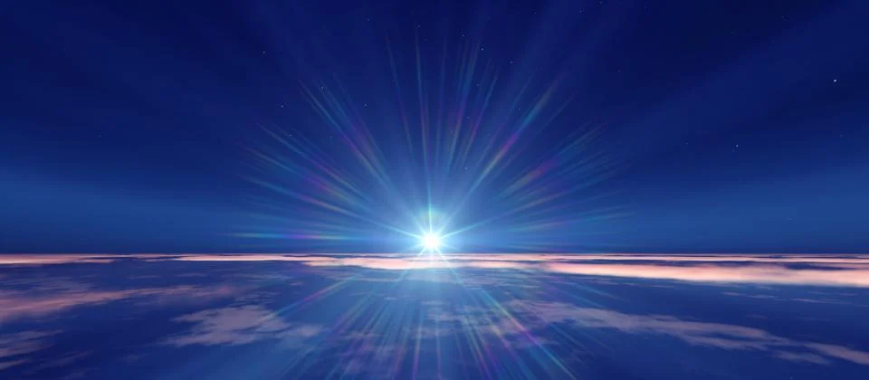 Sunrise from space aurora, 3d rendering Stock Illustration