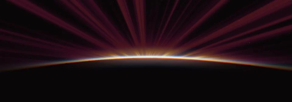 Sunrise from space aurora, 3d rendering Stock Illustration