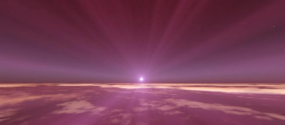 Sunrise from space aurora, 3d rendering Stock Illustration