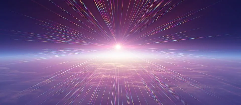 Sunrise from space aurora, 3d rendering Stock Illustration