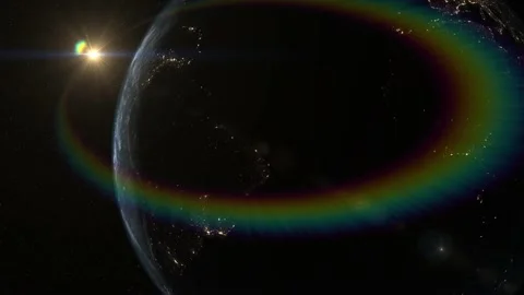 Sunrise from space flare earth orbit Stock Footage 239262007