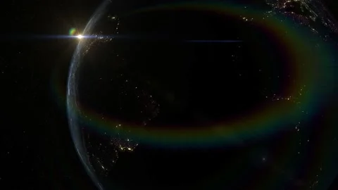 Sunrise from space flare earth orbit Stock Footage 239262008