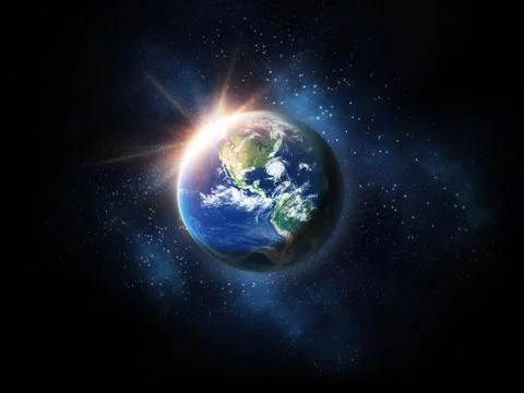 Sunrise in space Illustrazione stock