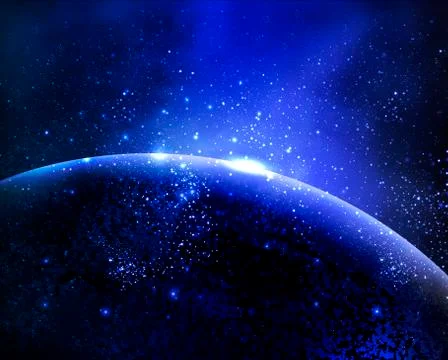 Sunrise in space Stock Illustration