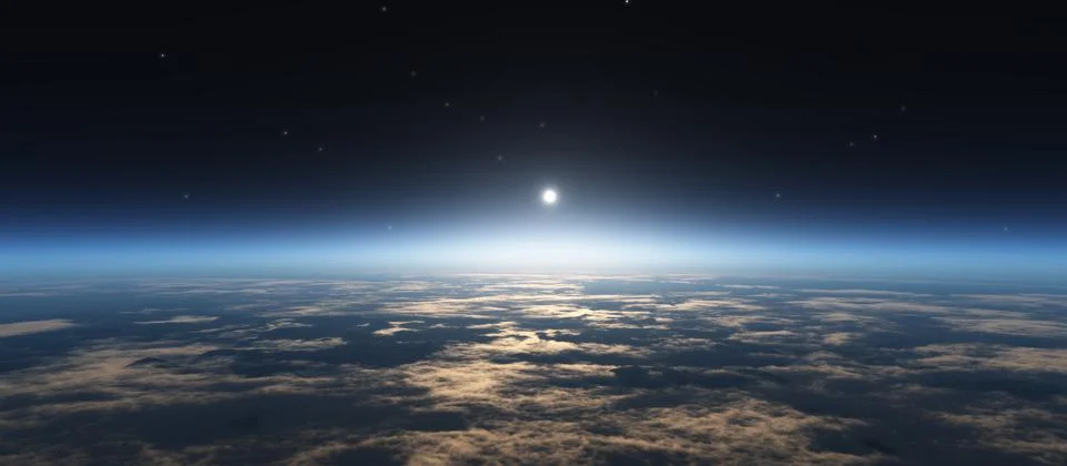 Sunrise from space Stock Illustration