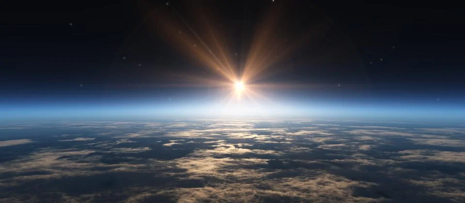 Sunrise from space Stock Illustration