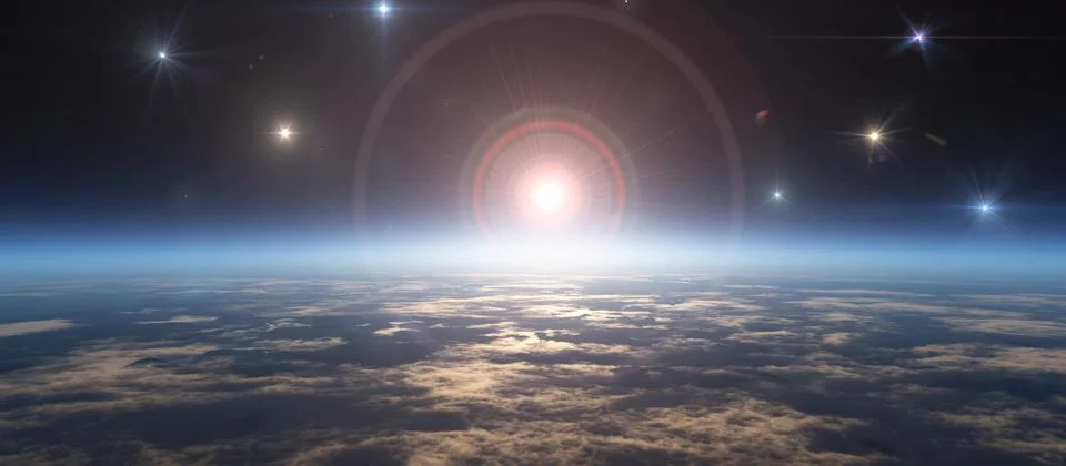 Sunrise from space Stock Illustration