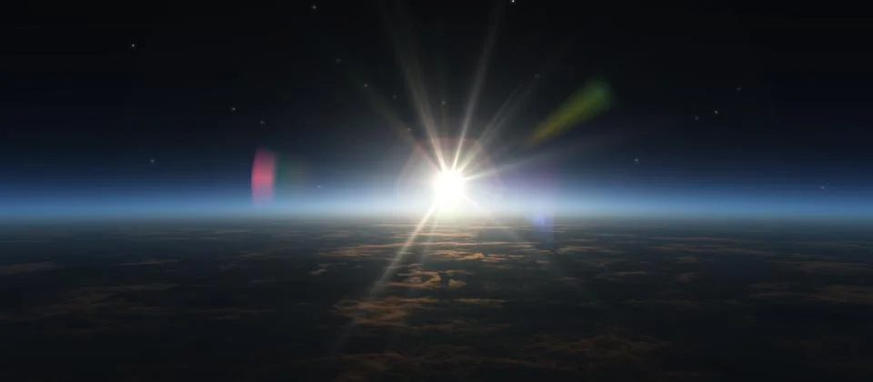 Sunrise from space Stock Illustration