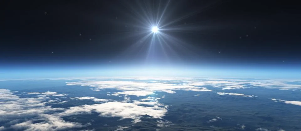 Sunrise from space Stock Illustration