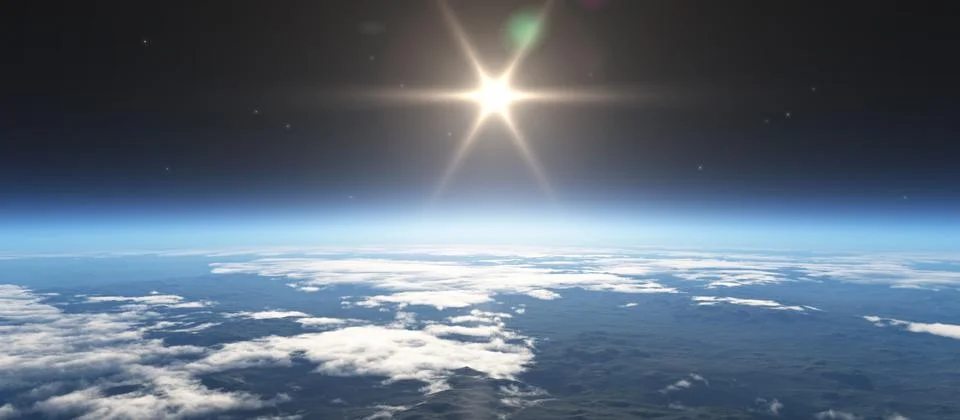Sunrise from space Illustrazione stock